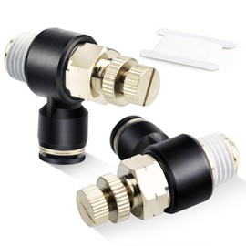 TAILONZ PNEUMATIC 2 Pack SL6-01 Push to Connect Air Line Fitting Air Flow Control Valve 6 mm or 1/8 Inch BSP Elbow 90 Degree Air Speed Control Valve Fitting