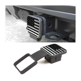 BESULEN 2 Inch Trailer Hitch Cover, American Flag Tow Receiver Tube Plug Insert, Universal Square Mouth Dust-Proof Hitch Tube Cover Plug Cap, USA Flag Trailer Truck Car Exterior Accessories (Silver)