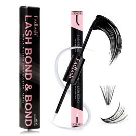 Cluster Lash Glue for Eyelash Extensions Eyelash Glue Lash Bond & Bond 2 in 1 Lash Cluster Glue Eyelash Extension Glue Waterproof Strong Hold for 72 Hours (10ml, Black and Clear)