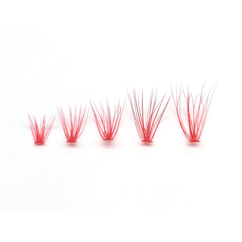 Faux Mink Lash Clusters, Red, 20D, Curl C, 8-16mm, 100