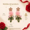 Aretes Plata 925 Oro 14k Rosa Flor Perla Zirconia Mujer