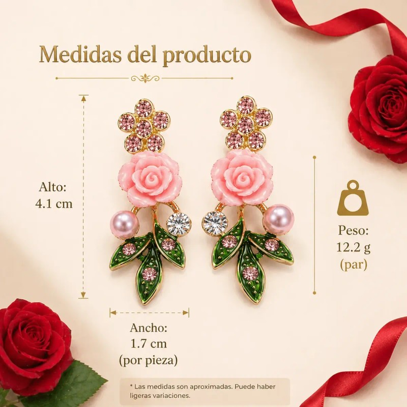 Aretes Plata 925 Oro 14k Rosa Flor Perla Zirconia Mujer