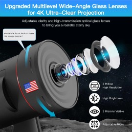 2025 Upgraded Projector, HD Brighter Wider Projection Planetarium Star ProjectorLamp Power(W): 5, Color: Black