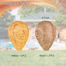 6 Pcs Fake Wasp Nest Decoy Fake Hornets Wasp Nest Deterrent Hanging Wasp for Outdoor Home Garden