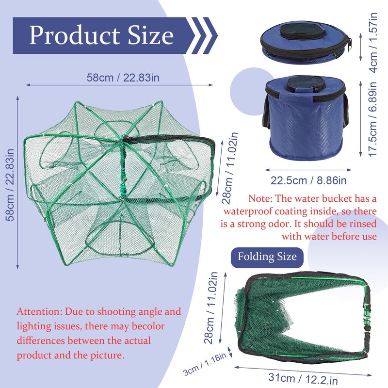 Minnow Trap 24in*10in” with Foldable Fishing Net & Collapsible Fish