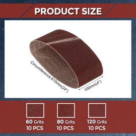 Kozelo 30 Pcs Sanding Belts 4 x 24 Inch 60/80/120 Grit Aluminum Oxide Abrasive Sandpaper for Belt Sander Metal Grinding Wood Working Weld Rust Removal