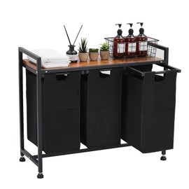 PioneerWorks Laundry Hamper, Laundry Basket Organizer Laundry Sorter with 3 Pull-Out and Removable Bags and Top Shelf, Dirty Clothes Hamper for Laundry Room Bathroom Bedroom and Dorm