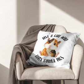 JIMOWANG Just A Girl Who Loves Guinea Pigs Throw Pillow Case Modern Cushion Cover Square Pillow Cover Decoration for Sofa Bed Chair Car 18 x 18 Inches