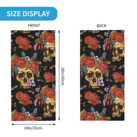 Face Mask Multifunctional Neck Gaiter, Watercolor Skull Flowers Day Dead Headwear Bandana for Outdoor Sports