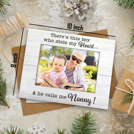 ANIANG Nanny Picture Frame, Grandma 8x10 Photo Frame, Gifts for Nanny Gifts for Grandma from Grandkids, Best Nanny Ever Gifts, There's This Boy Who Stole My Heart He Calls Me Nanny Picture Frame
