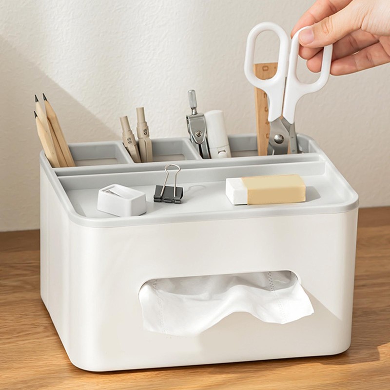 Tissue Box Holder Multifunctional Rectangular Tissue Box Cover with Remote