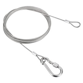 PATIKIL Safety Cable Lock Wire with Snap Hook 2M 2.5mm Stainless Steel Hanging Security Cable with Loop for Luggage Lighting Travel