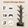 Hoctieon 6 Tier Tree Bookshelf, Tall Bookcase with Drawer, Freestanding