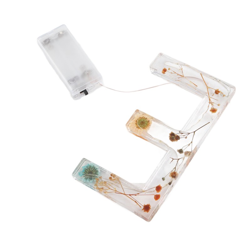 Floral Resin Letter Light Dry Flower and Alphabet Shape LED