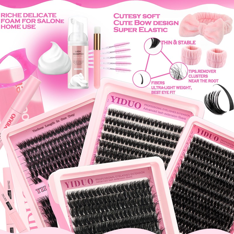 YIDUO 994Pcs Lashes Clusters Kit 60D/80D/100D Volume False Eyelash Extensions