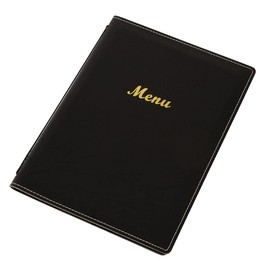 Olympia Leatherette Style 4-Page Menu Cover, Black A4