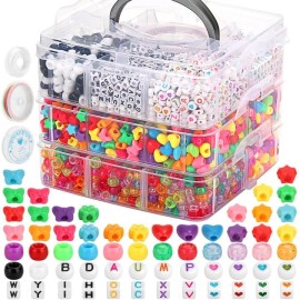 shynek 3800PCS Pony Beads Bulk for Bracelets Colorful Plastic Beads for Hair Braids