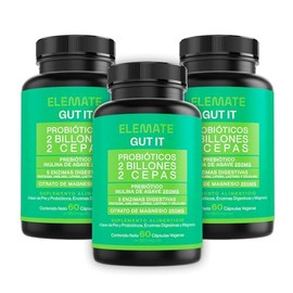 Gut it Probiotic  Suplemento Natural  Probiticos, Prebiticos, Enzimas Digestivas, Citrato de Magnesio  60 Cap Veganas  Apoyo Digestivo  Elemate       