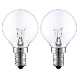 EKSAVE Oven Lamp E14 G45, Heat Resistant Up to 300°C, Dimmable, 25W 2700K Warm White 240V, 45 mm P45 Globe Clear Oven Lamp E14 for AEG/Bosch/Siemens/Neff/Hotpoint, Pack of 2
