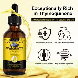 Uocasi Black Seed Oil Organic Cold Pressed, 100% Pure and Natural Liquid, Enriched with High TQ & Dynamic Harmony of Omegas 3 6 9, Hair Growth, Skin Cares, Nourishes and Hydrates Hair