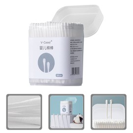 Toddmomy 600 Pcs Cotton Swab Swabs Cotton Buds Nose Cleaner Ear Cleaners Ears Cleaner Makeup Cleaner Baby Ear Wax Cleaner Cotton Stick Disposable Plate White Absorbent Cotton Child