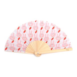 Nishikawa Shoroku Shoten Folding Fan, For Summer, For Children, Children's Fan, Neck Strap, Gift, Gift, Fashion Fan, Crafts, bunny