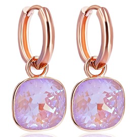 Rose Gold Hoop Charm Pendant Brand Crystals Earrings 925 Sterling Silver Nobel Schmuck, Glass, Crystal