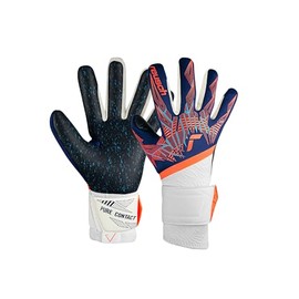 Reusch Pure Contact Fusion Adult Goalkeeper Gloves with Negative Construction, Blue/Orange/Black, 10.5