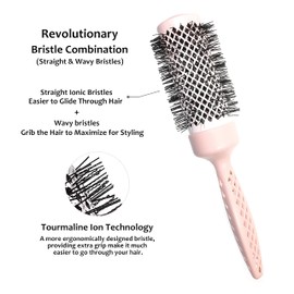 EAGLE FORTRESS DiamondGlide Round Brush for Blow Drying 1.26in (32mm), Hair Waver, Curling Iron, Hot Air Brush, Hair Dryer, Negative Ions, Ceramic and Tourmaline Barrel