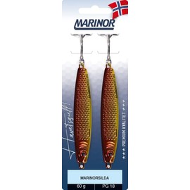 Marinor Marinorsilda Pilker Set, 2 Stück, VMC-Haken, 25/40/60 g, 5 Farbvarianten, Meeresangeln, Blinker, Jig-Köder, Küstenblinker, Meeresköder (GR - Gold/Red, 60g)
