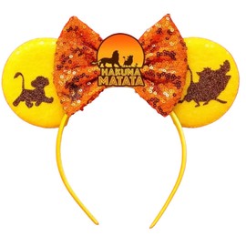 CLGIFT Mickey Ears, Animal King Mouse Ears flexible headband, Sequin on both sides, One size fits all, Hakuna Matata