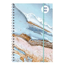 Collegetimer Blue Marble 2023/2024 - Student Calendar A5 (15 x 21 cm) - Marble - Ring Binding - Weekly - 224 Pages - Diary - Alpha Edition (College Timer A5 Ring Binder)