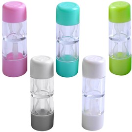 JEYORZY 5 PCS Kontaktlinsenbehälter-Reiseset für Harte Linsen, Mini Reise Hard Lens Case mit Schutzbox, Tragbarer Linsenbehälter mit Reinigungsbehälter für Zuhause und Unterwegs, Kompakte Aufbewahrung