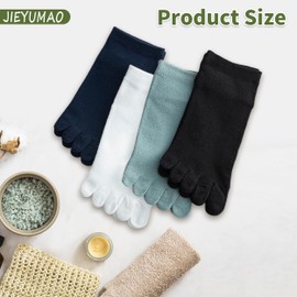 JIEYUMAO Five Finger Socks, 4 Pairs Toe Socks for Men Women, 4 Colors Lightweight Athletic Running Socks, Breathable Five Finger Crew Socks Compression Toe Socks for Yoga Running Hiking