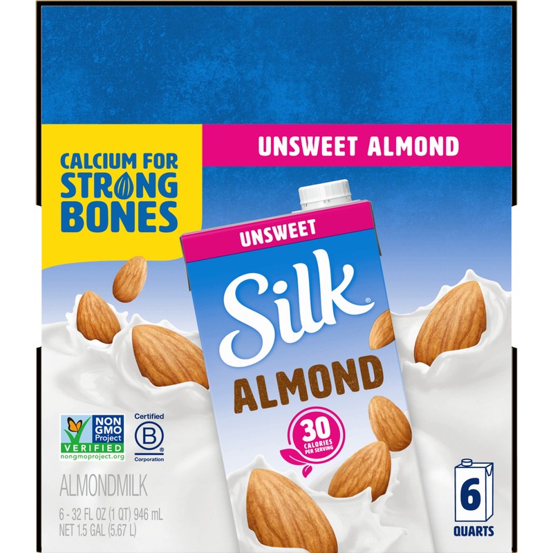Silk Shelf-Stable Almond Milk, Unsweetened, Dairy-Free, Vegan, Non-GMO Project Verified,
