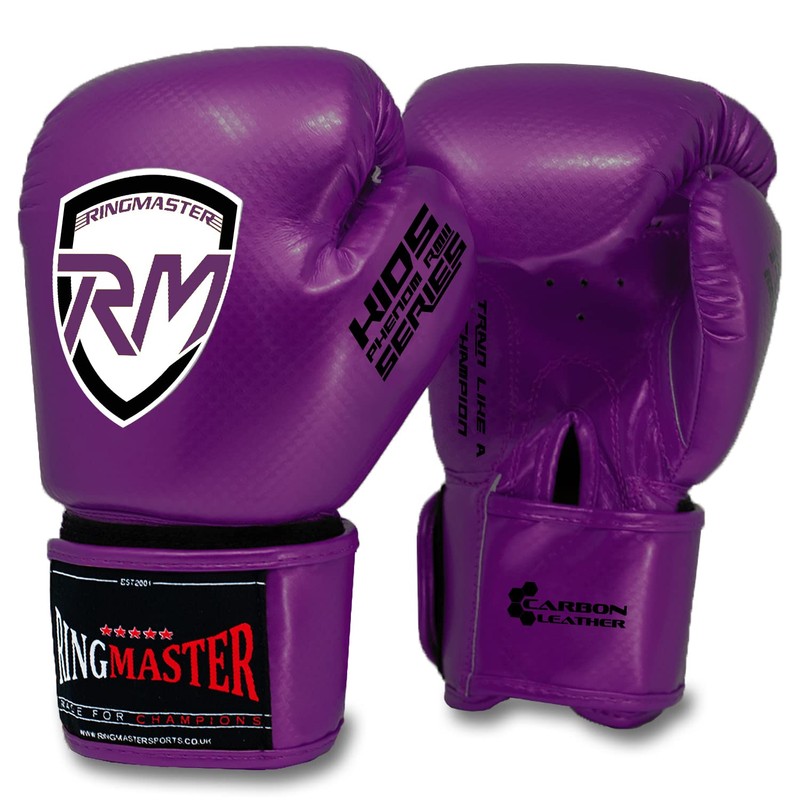 RingMaster Sports Kids Boxing Gloves Carbon Leather Training Sparring Punch