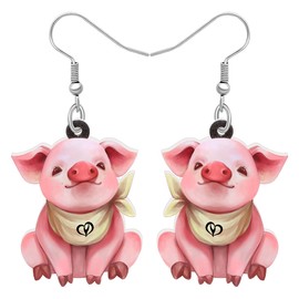 LONYOO Acrylic Pink Pig Earrings Dangle Cute Pig Jewelry for Women Pig Gifts (Pink)