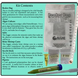 Brainy BRINY'S in A Beaker Bag: Algae and BRINE Shrimp Growing KIT. (K-12, HS, AP-BIO, AP-ES) (Plus Two Ready-to-Go Algae Beads)