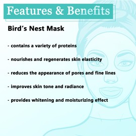 RENLEE® Bird’s Nest Collagen Face and Neck Sheet Mask, regenerate elasticity, reduce wrinkles, moisturize, improves skin radiance, suitable for normal and dry skin 40 years of age or above - 1 pc