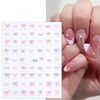 4 Blätter Schleife Nagel-Sticker für Nagelkunst, 5D selbstklebend, Schleifen-Nageldecoration, Rosa