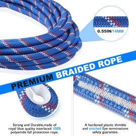 25FT Vertical Lifeline Assembly，Fall Protection Rope with Two Rope Grab Snap Hooks, Shock Absorber，Safety Climbing Equipment Roofing Safety Kit, CE ANSI