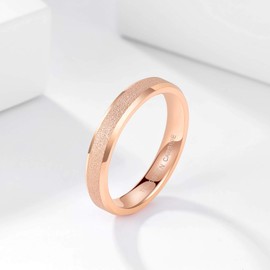 Greenpod 4mm Rose Gold Wedding Bands for Women Sandblasted Tungsten Rings Comfort fit Size 4.5