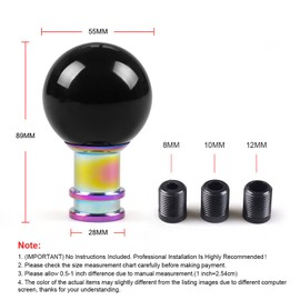 Gear Shift Knob - Beauty Life Round Ball Shift Knob Crystal Transparent Bubble Gear Shifter Fit for Universal Manual Atomatic Transmission Vehicles (Black)