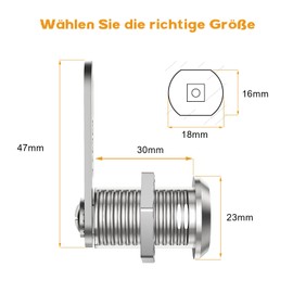 Mailbox Lock, 30 mm, Cabinet Lock, Cabinet Lock with Key, Furniture Lock, Locker Lock, 30 mm Drawer Lock, Lever Lock for Letterboxes, Cabinet Doors, Furniture