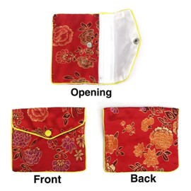 Bestac 12 Pcs Jewelry Silk Purse Pouch Chinese Brocade Embroidered Bags, Multiple Colors, Coin Container Pocket (Large)