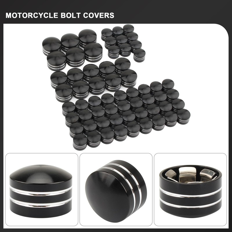 62PCS Motorcycle Bolt Covers Engine Head Bolts Toppers Cap for