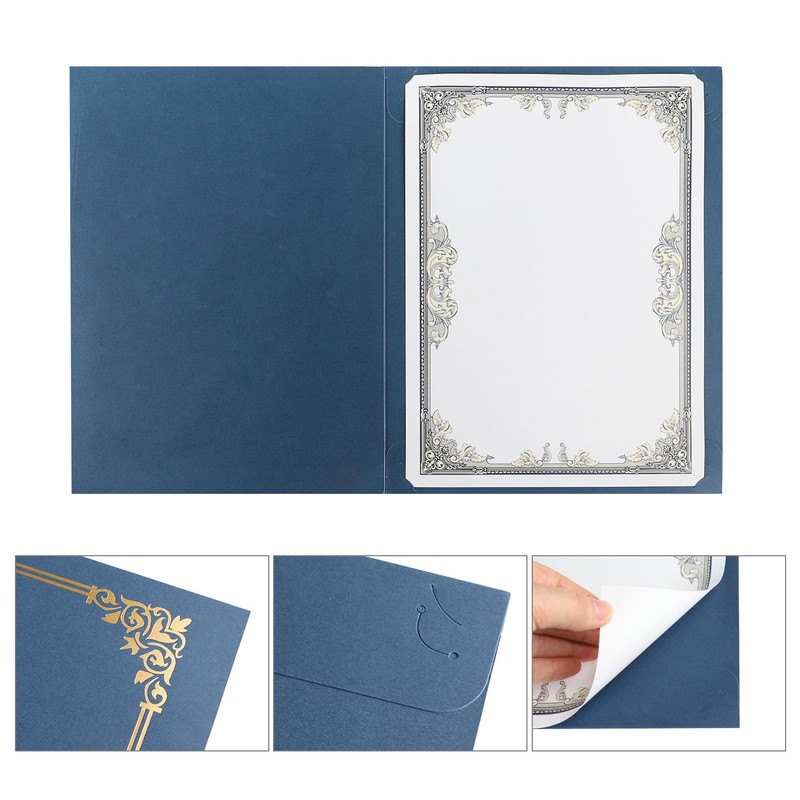 10 Diploma Files, A4, Bi-Fold, Award Holder, with Certificate Paper,