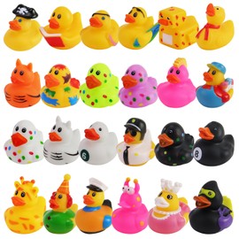 Fltengle 24 Pack Rubber Ducks, Rubber Ducks Novelty, Colorful Bath Ducks, Baby Bath Toy, Party Decoration, Colorful Rubber Ducks for Jeep, Float Duck Bath Toy for Baby Shower