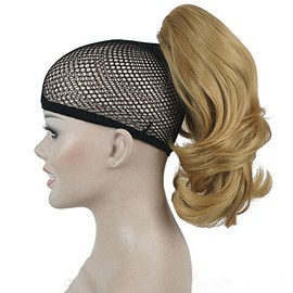 Lydell 12" Dual Use Straight Curly Styled Clip In Claw Ponytail Hair Extension Synthetic Hairpiece 125g with a jaw/claw clip (24B Light Butterscotch)