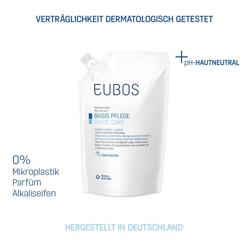 Eubos Refill bag wash emulsion blue, 400 ml, against blemished